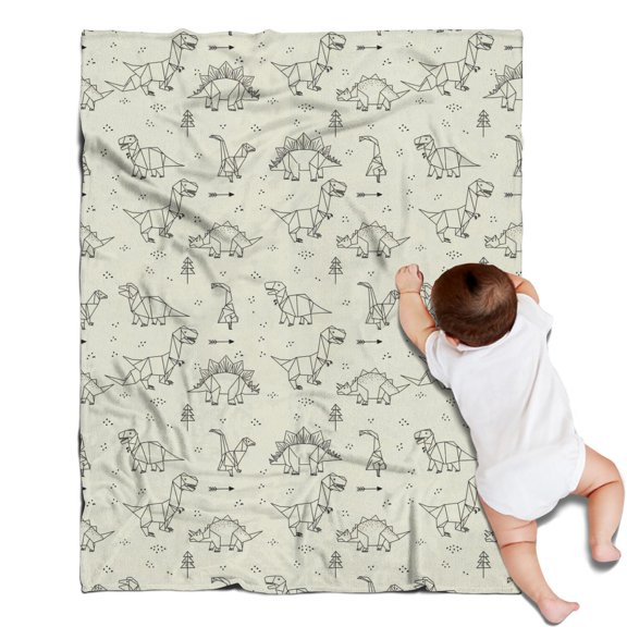 LightColor Origami Dinosaurs Pattern Blanket,Comfortable Soft Lamb Wool Throw Blanket,All Season,Warm Lightweight Blankets for Sofa Bed Couch Living Room Chair,30"x40"