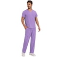 thumbnail image 4 of Niaahinn Scrubs for Men Set – V-Neck Top & Straight Leg Pants Stretch Nursing Uniform Set with Adjustable Waistband and Multiple Pockets, 10 Colors, 4 of 5