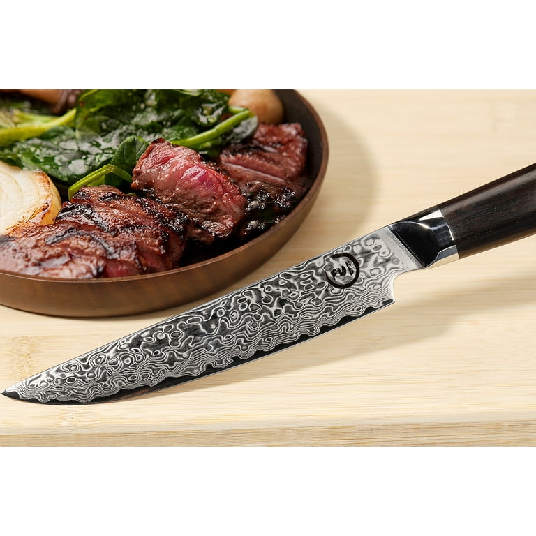 Steak knives Set of 4, Super-Sharp 5 Inch Damascus Steak Knife Set