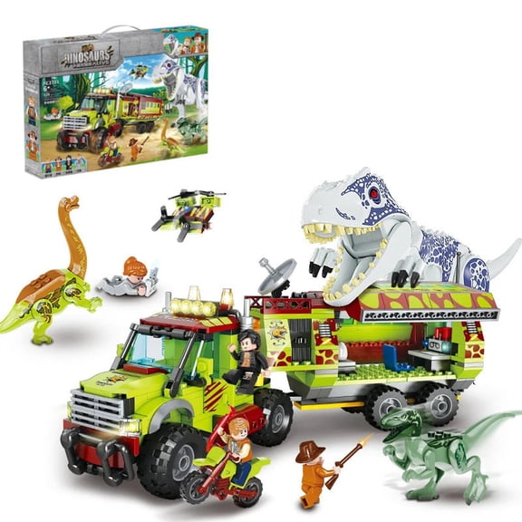FUN-BLOX Jurassic Dinosaurs Building Blocks Toy Set, 539 Pieces, T-Rex Raptor Brachiosaurus