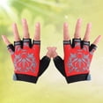 thumbnail image 3 of Children Gloves Half Finger Kids Cycling Biking Riding Running Gloves Boy's Girl's Outdoor Sports Accessory -Size M (Red), 3 of 7