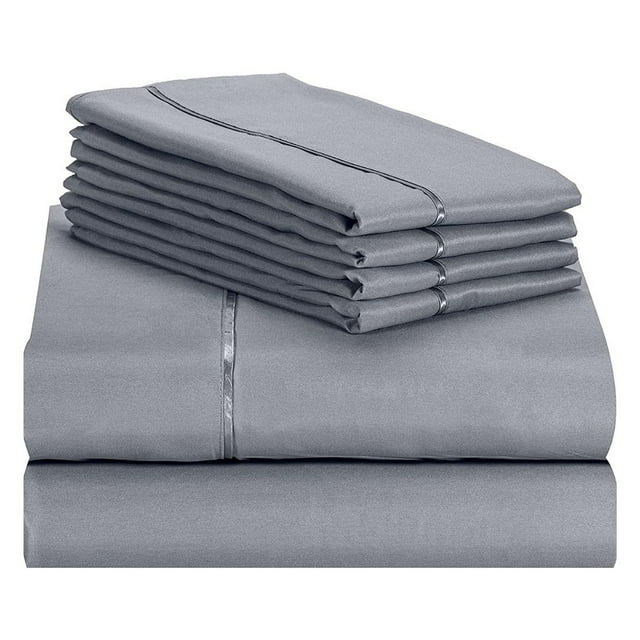 Lexington Elegance 18 inch Deep Pockets 6 Piece Bed Sheet Sets Wrinkle Free (Light Grey, Queen)