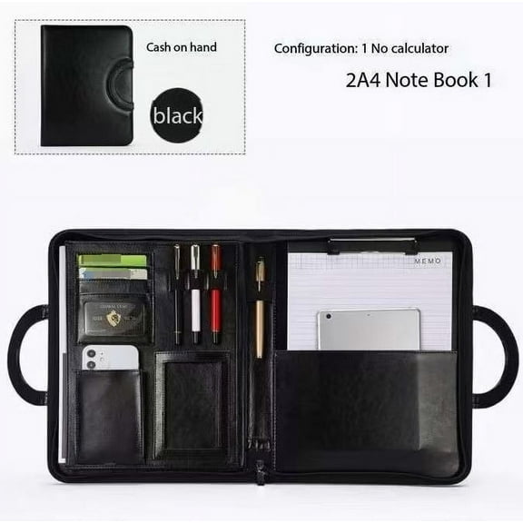 RKXQT A4 Portfolio Folder with Handles Women Business Briefcase Pu Leather Document Case Notebook Organizer Binder File Bags (Color : D)