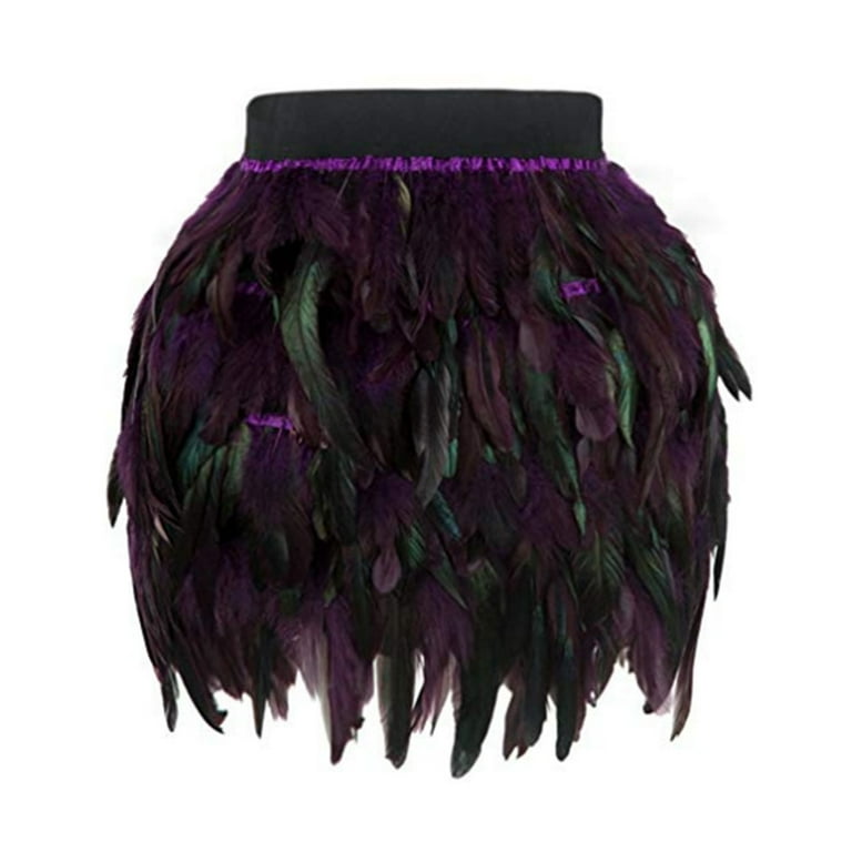 SWSMCLT Women s Halloween Tutu Skirts Mardi Gras Feather Skirt Iridescent Belly Dance Mini Tulle Fringe Gothic Skirt Purple X Large Walmart