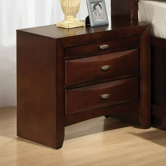 Traditional Nightstand with 2 Drawers,Dark Cherry