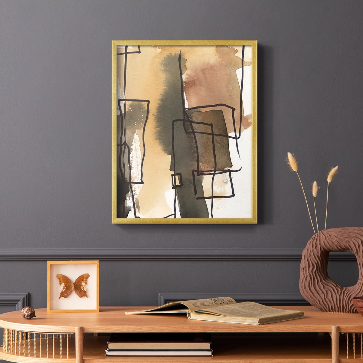 Retro Vibe III in Gold Solid Wood 16 x 20 Framed Print