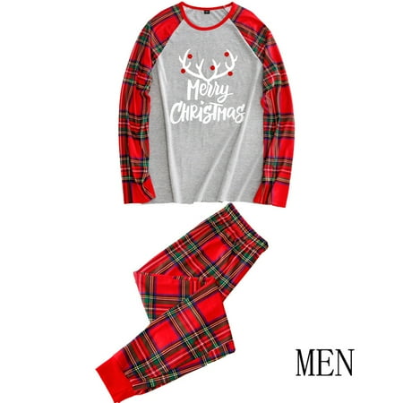 

Family Pajamas Suit Deer Christmas Plaid Top and Trousers Pajamas Suit