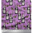 thumbnail image 1 of Soimoi Purple Cotton Poplin Fabric Insect,Lavender & Vintage Bottle Decor Fabric Printed BTY 56 Inch Wide, 1 of 1
