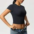 thumbnail image 4 of Mittory Women Crewneck Ribbed Short Sleeve Crop Tops Summer Slim Fit Streetwear T-Shirts, 4 of 8