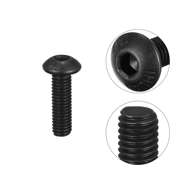 Uxcell M6x25mm Left Hand Thread Hex Socket Cap Screws – 12.9 Grade, Black Oxide, 5 Pack