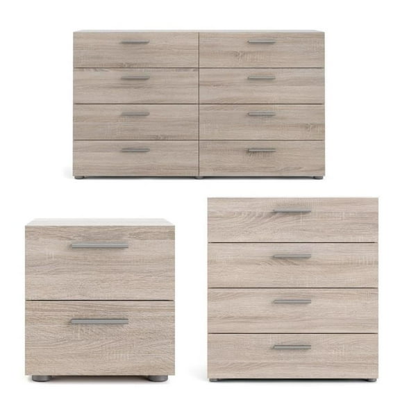 Home Square 3 Piece Set with Dresser, Chest and 2 Drawer Nightstands in Truffle