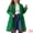 Green, variant on Women's Plus Notched Lapel Double Breasted Long Coat Gray 3X