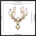thumbnail image 5 of Art.com Watercolor Illustration Isolated Deer, Big Antlers, Flowers and Birds on the Horns, Branches Cherry Art Print by Anastasia Zenina-Lembrik, Black Frame Wall Art, 29" x 29", 5 of 5