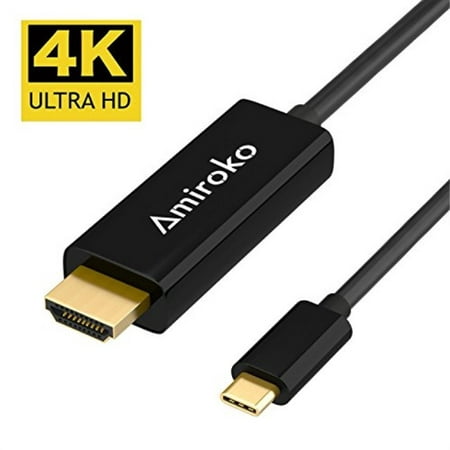 USB C to HDMI Cable 6FT, Amiroko USB 3.1 Type C (Thunderbolt 3 Compatible) to HDMI 4K Cable for MacBook Pro 2016, MacBook 12