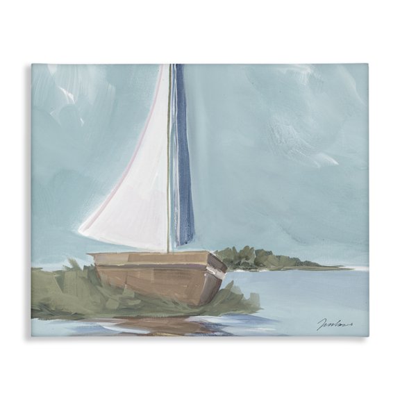 Stupell Industries Coastal Maritime Sailboat Scene Canvas Art, 30 x 24, by Liz Jardine