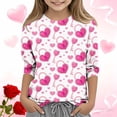 thumbnail image 2 of IVEYRTF Childrens Heart Print 3/4 Sleeve Round Neck Top Casual Everyday Shirt for Kids Boys Girls Valentine Themed Graphic Tee Comfortable Soft Breathable Daily Wear Birthday(Pink#1,5-6 Years), 2 of 5