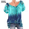 thumbnail image 1 of Blusa Camisa estampada de manga corta con cuello en V Blusa suelta Mujer Top de verano, Verde, XXL Sweethay AP001925-69, 1 of 7