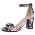 thumbnail image 1 of Unique Bargains Women's Block Heel Printed Open Toe Ankle Strap Sandals, 1 of 7