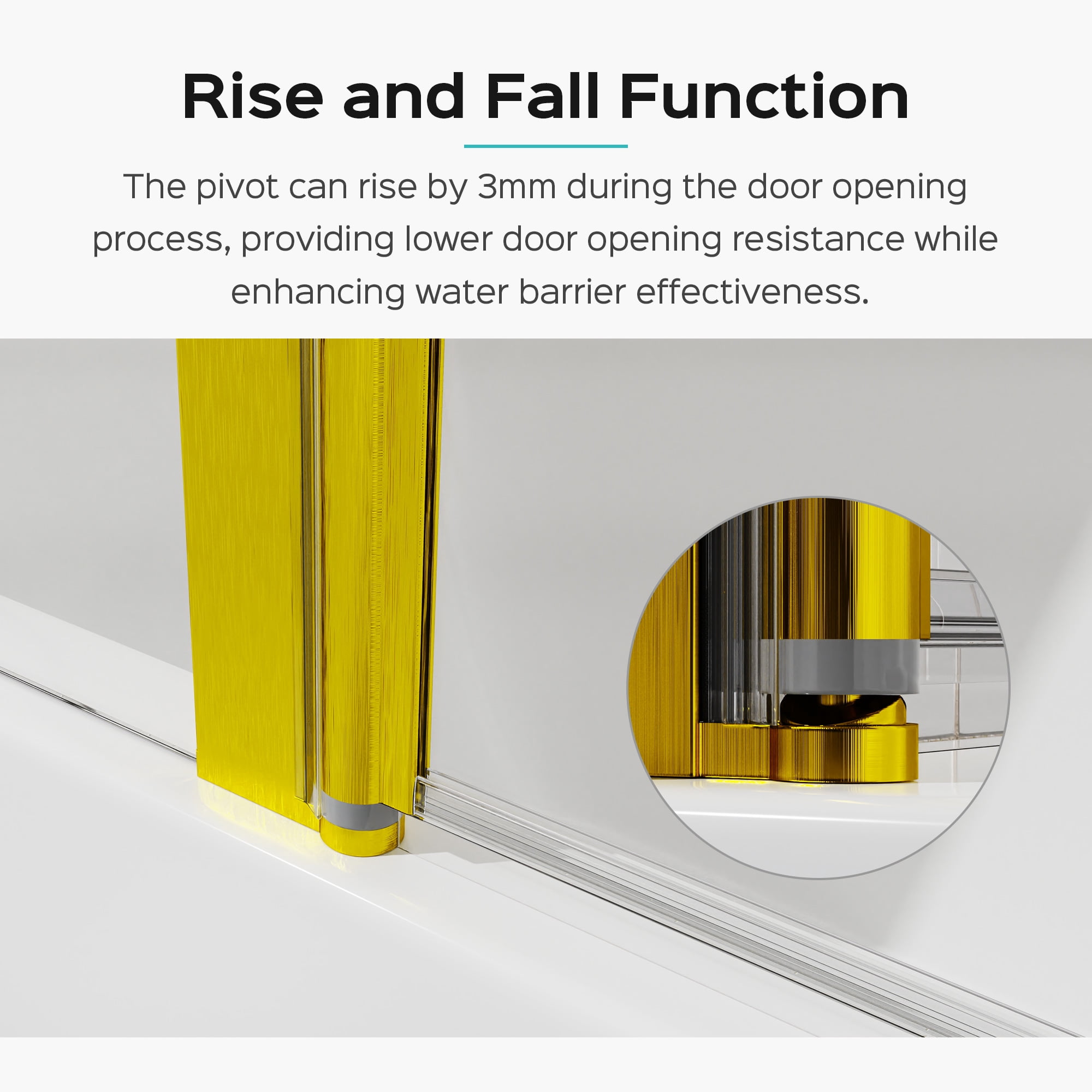 MAYEERTY 43*58" Frameless Folding Shower Door for Bathtub, Tempered Glass, Brushed Gold, Space-Saving, Easy Instal