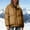 Coffee, variant on Womens Stand Collar Drawstring Side Puffer Outerwear Drop Shoulder Elastic Cuff Oversized Cropped Cut for Ski Visit Lakeside Camping Black XXL