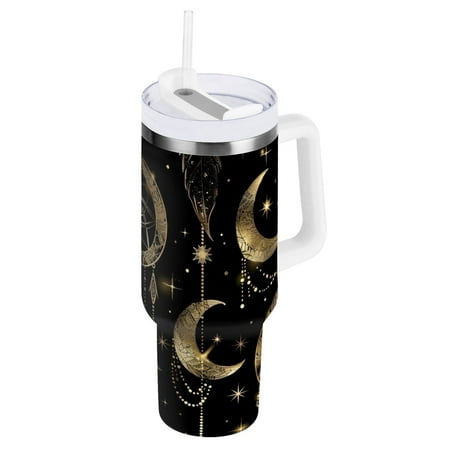 

JSTEL Dreamcatcher Crescent Moon 30 oz Tumbler Stainless Steel Water Bottle Vacuum Insulated Cup with Straw Lid & Handle For Travel Car Cup Holder