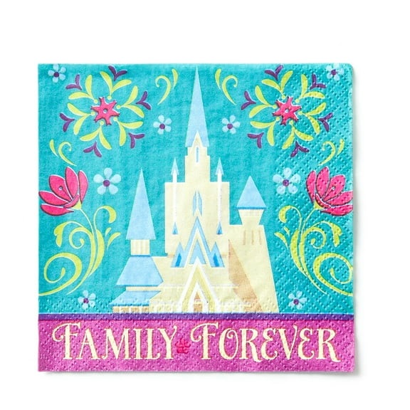 Disney Frozen Beverage Napkins Birthday Party Tableware Supply (16 Pack), Teal/Violet, 5" x 5".