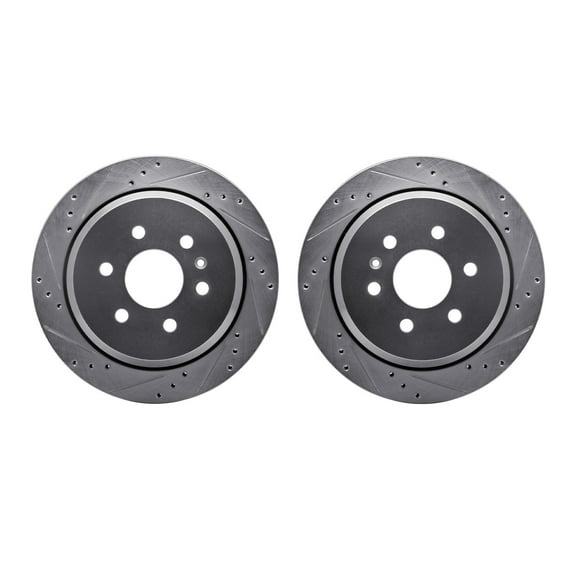 Dynamic Friction Company Rear Brake Rotors-Drilled and Slotted-Silver 7002-48063