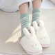 thumbnail image 3 of Worallymy mujeres hombres Otoño Invierno lindo dibujos animados rayas estampado Coral polar calcetines cálido medio tubo medias para dormir Worallymy JD735813410, 3 of 7
