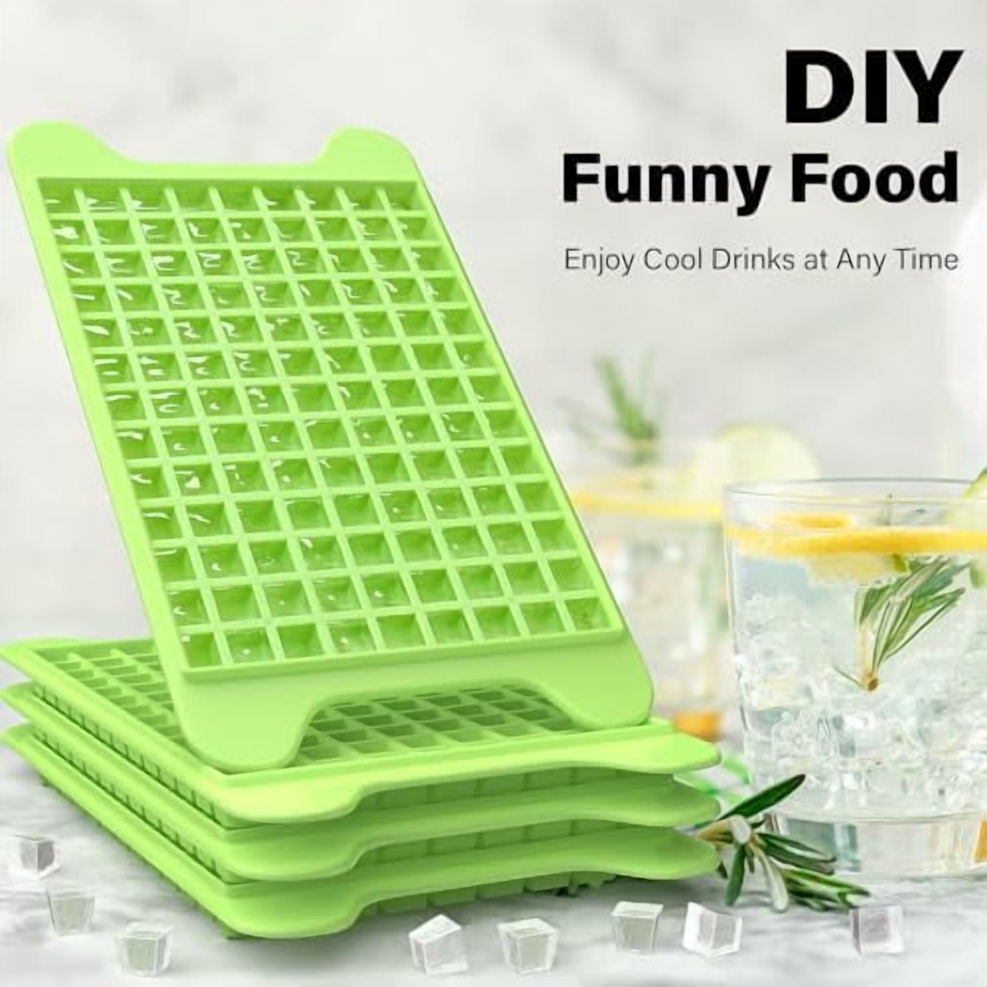 Mini Silicone Ice Cube Tray with Storage Bin - 117 Pcs Small Square Ice Maker for Freezer, Easy Release Nugget Ice Mold for Cocktails, Coffee & Cold Drinks