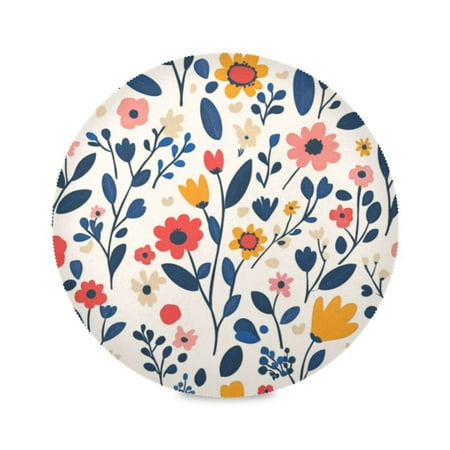 

Round Plate Mat 15.4x15.4 Inchesx4 Placemat Table Mat Kitchen Mat Coffee Mat Fabric Thick Strong Wear-Resistant Heat Resistance Lovely Flower Seamless