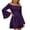 Purple, variant on KICILVS Halloween Dresses for Women Plain Square Neck Flare Sleeve Dress Ruched Bust Layered Hemline Mini Party Gown Purple