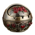 thumbnail image 2 of Visland Windproof Ashtray with Lid for Outdoor and Indoor Use,Metal Portable Cigarette Ashtray Rose Ball Ashtray, 2 of 8