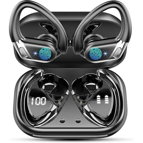 Wireless Earbuds, Bluetooth 5.4 headphones Sport with ENC Noise Cancelling Mic, 50 Playback Over-Ear Buds Deep Bass, Earphones with Earhooks, IP7 Waterproof Fitness Headset for Gym Running Workout