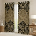 thumbnail image 2 of Manfei Retro Damask Print Curtains Pack of 2 (42x84 Each),Vintage Baroque Flower Curtains Blackout,Gold Black Bedroom Curtains For Men Women,Ultra Soft Home Decor, 2 of 6