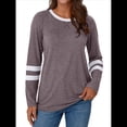 thumbnail image 2 of Camisetas de Larga para Mujer, Camisetas Casuales con Cuello Redondo y Bloques de Color, Ropa de Moda de Otoño, Conjuntos Modernos Colorante para Pasta de Frijoles S, 2 of 8
