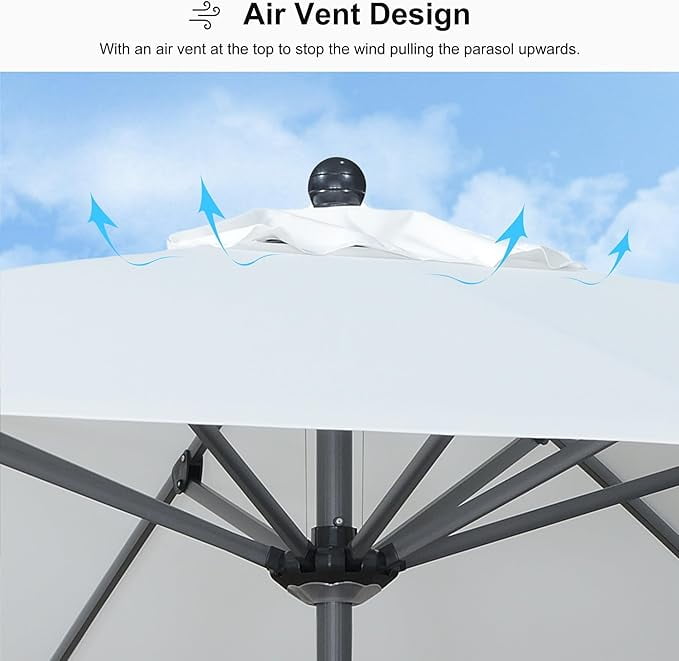 PURPLE LEAF 10' x 10' Patio Market Umbrella Outdoor Table Sun Umbrellas with Crank 8 Aluminum Sturdy Ribs for Pool Deck Backyard Beach White