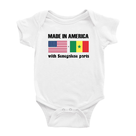 

Made In America With Senegalese Parts Funny Baby Clothing Bodysuits For Boy Girl