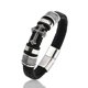thumbnail image 1 of Black Pulsera de cuero cruzada para hombre, pulsera tejida con nombre personalizado, cierre magnético, regalo, 1 of 5