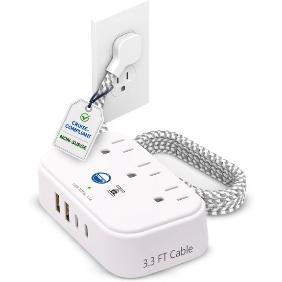 Cruise Approved Power Strip, 3.3ft Cord [2 USB, 2 USB-C, 3 AC]