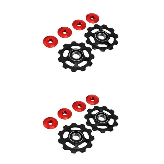 Set of 2 Black Rear Derailleur Pulley Wheels for Mountain Bikes with Swivel Design