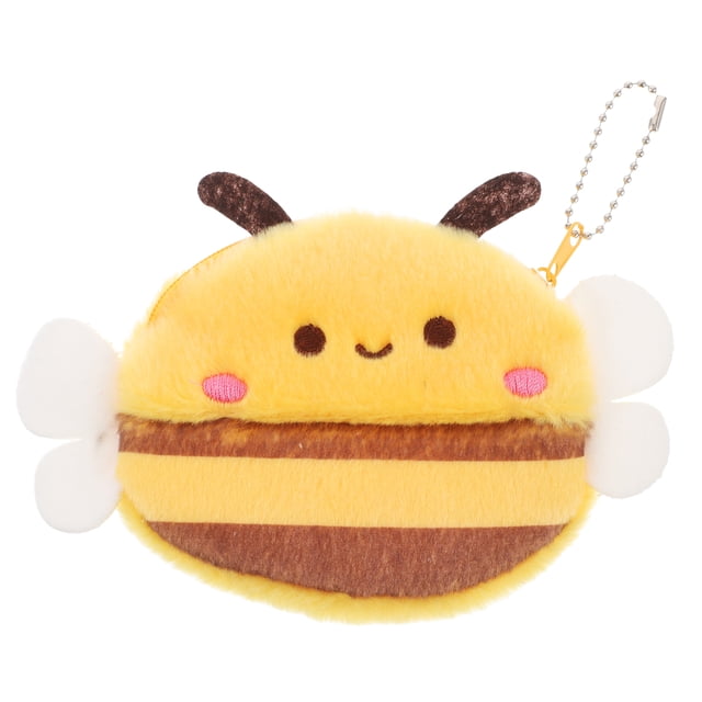 ColoMX Monedero pequeño de peluche de abeja, lindo llavero de animal, billetera, mini juguete de abeja de peluche, llavero de abeja difusa para bolsos, mochilas, monederos, adorno