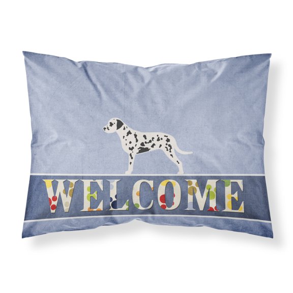 Carolines Treasures BB5487PILLOWCASE Dalmatian Welcome Fabric Standard Pillowcase Standard multicolor