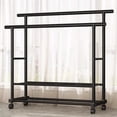 thumbnail image 2 of SUSUZI Double Rods Garment Rack with Wheels, Freestanding Clothing Rack for Hanging Clothes, 2 of 6