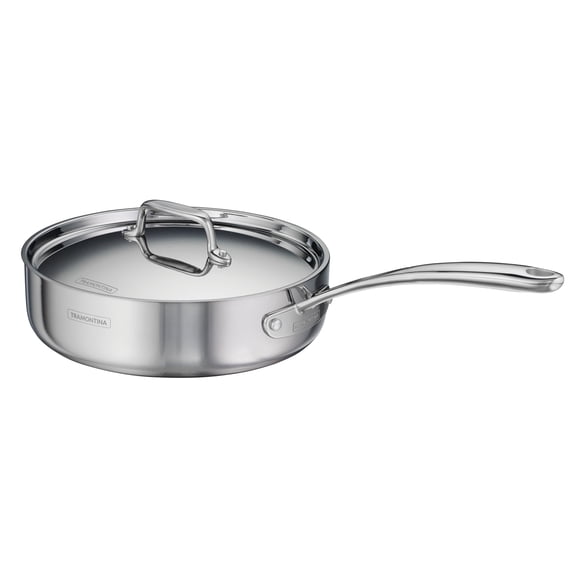 Tramontina Utsava Tri-Ply Clad 2.9 Qt Covered Deep Saute Pan with Ceramic Interior Induction-Ready