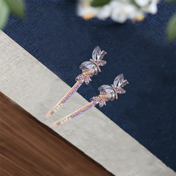 2 Pairs Hair Clips Women Rhinestone Butterflies Hair Barrettes Hair Accessories