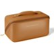 thumbnail image 1 of Bolsa de cosméticos grande marrón, estuche de viaje para cosméticos con asas, bolsa de artículos de tocador portátil impermeable para mujeres, bolsa de cosméticos grande de cuero sintético, 1 of 3