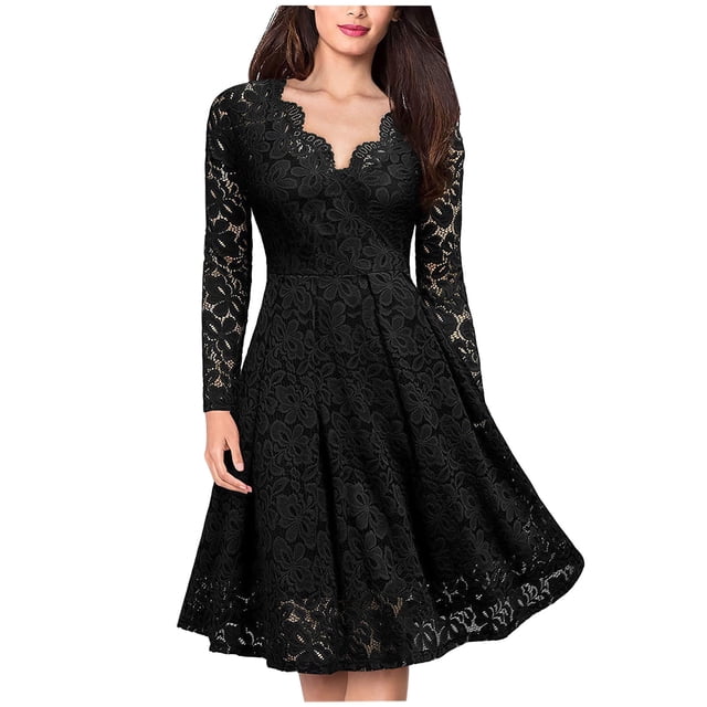 Vestido de fiesta Vintage de manga larga con empalme de encaje de calavera de retazos de mujer Sexy a la moda Fridja nbo2709