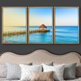thumbnail image 3 of wall26 Framed Canvas Print Wall Art Set Vibrant Blue Ocean Horizon Pier Sunset Nature Wilderness Photography Realism Rustic Landscape Colorful for Living Room, Bedroom, Office - 16"x24"x3 N, 3 of 5