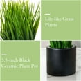 thumbnail image 2 of Tabletop Artificial Grass Plants Decorative Faux Greenery Plant Potted in Modern Cylindrical Black Cement Pots, Set of 2, 2 of 5