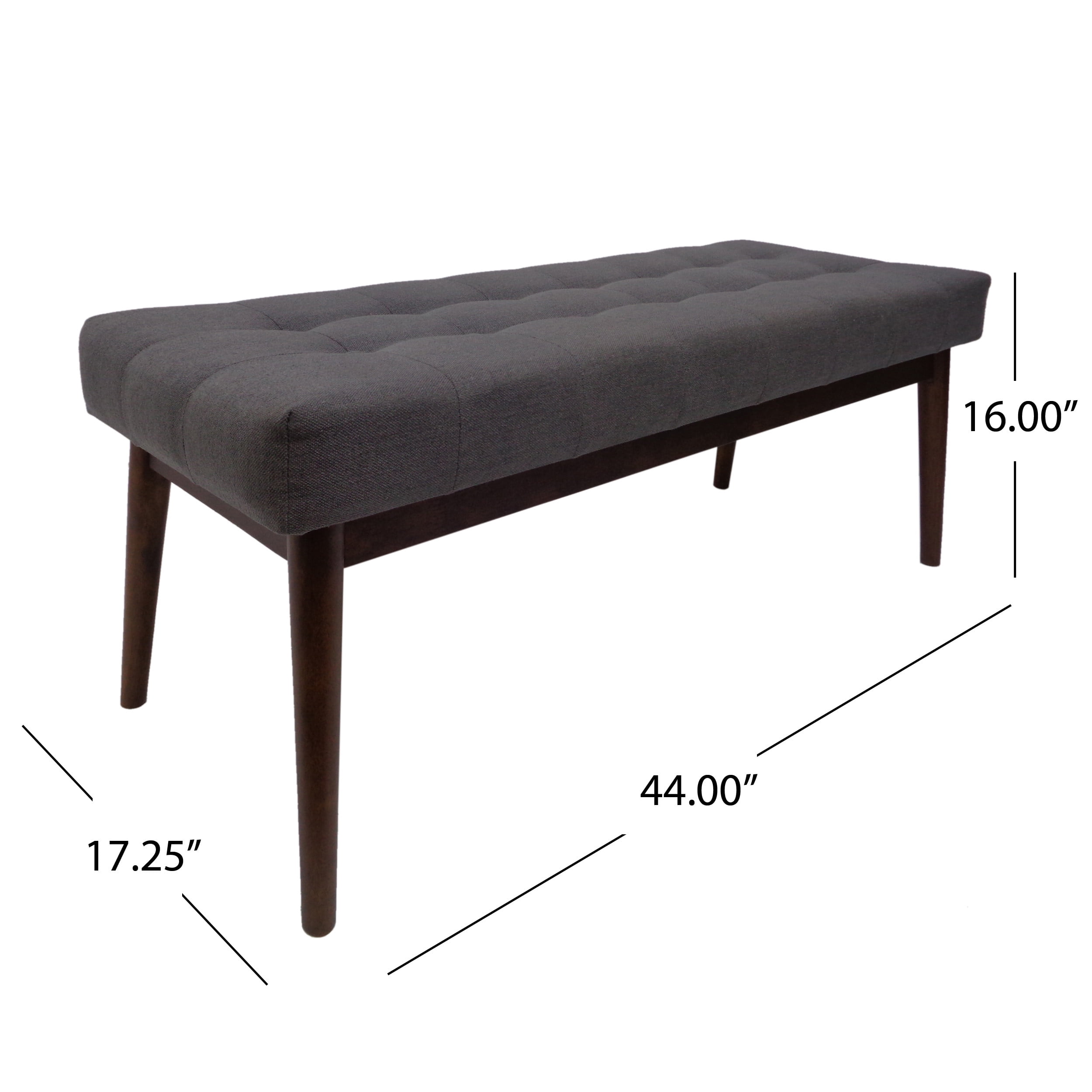 Bellamy Studios Marvin Mid Century Tufted Fabric Ottoman, Grey, Walnut